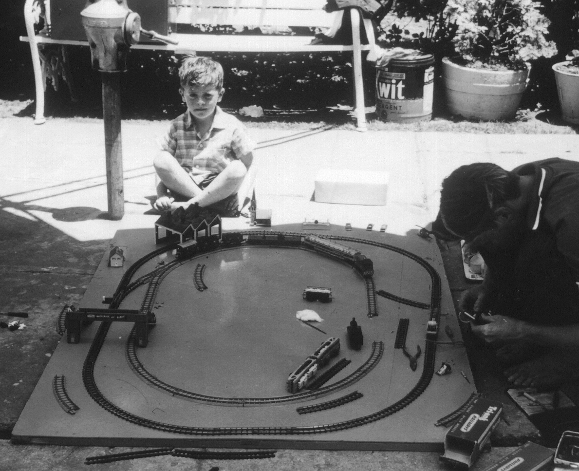 Little Gryphon and his train set. Wollongong - a long time ago!